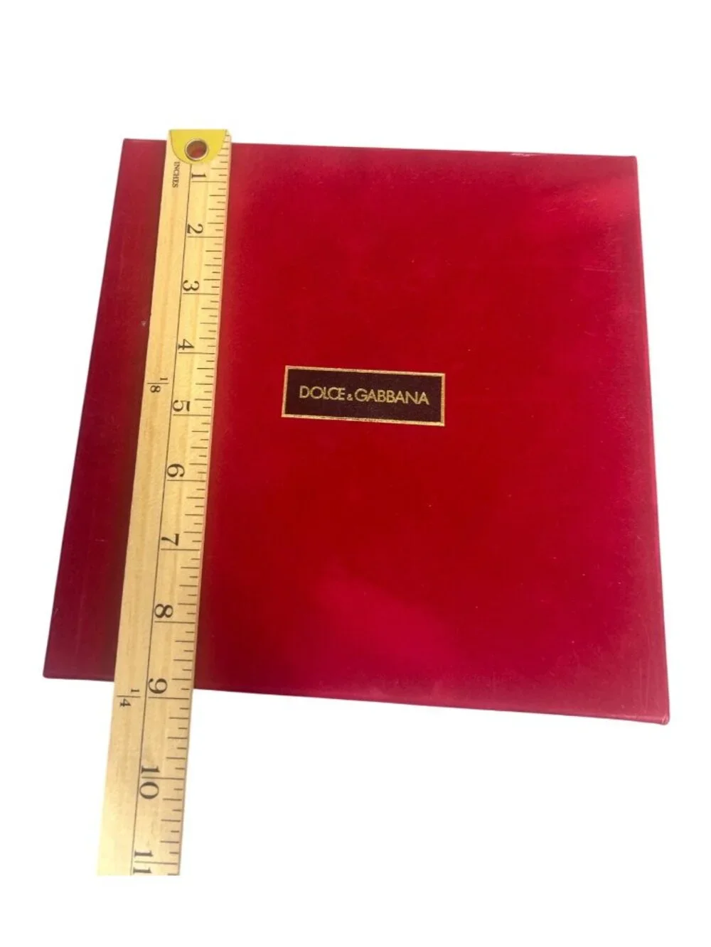 Dolce & Gabbana Red Velvet Storage Box Black Logo Gold Interior Luxury Designer